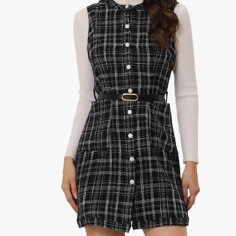 Black and White Plaid Women's Dress